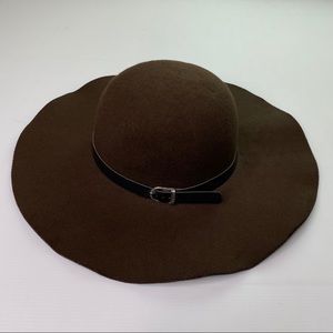 Brown Floppy Hat with Black Belted Buckle